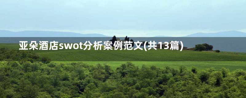 亚朵酒店swot分析案例范文(共13篇)