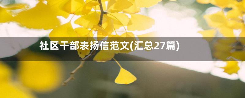 社区干部表扬信范文(汇总27篇)