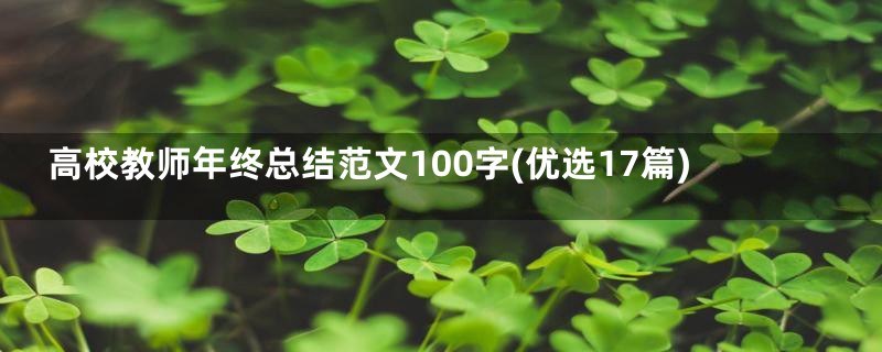 高校教师年终总结范文100字(优选17篇)