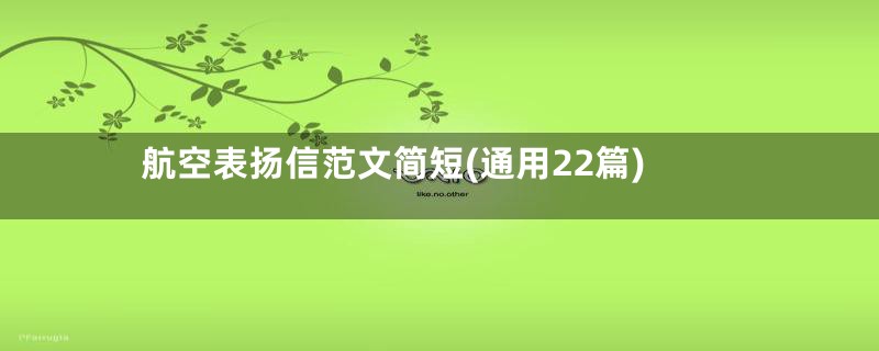 航空表扬信范文简短(通用22篇)