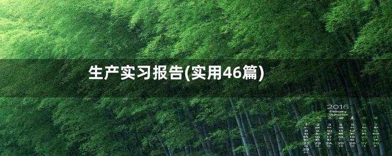 生产实习报告(实用46篇)