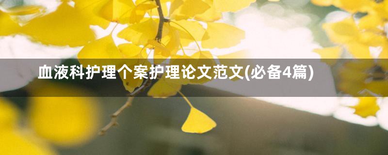 血液科护理个案护理论文范文(必备4篇)