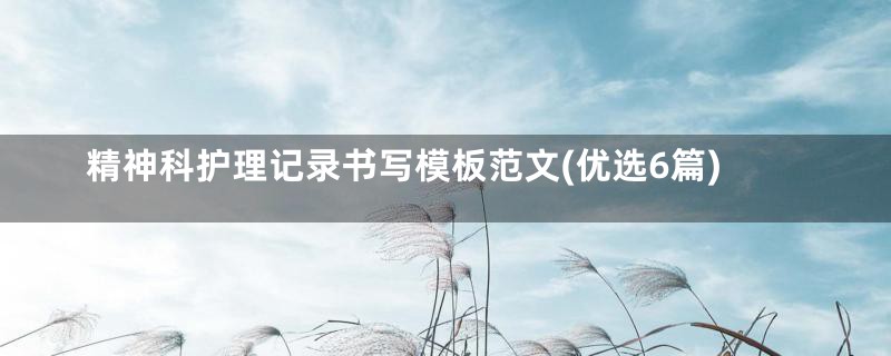 精神科护理记录书写模板范文(优选6篇)