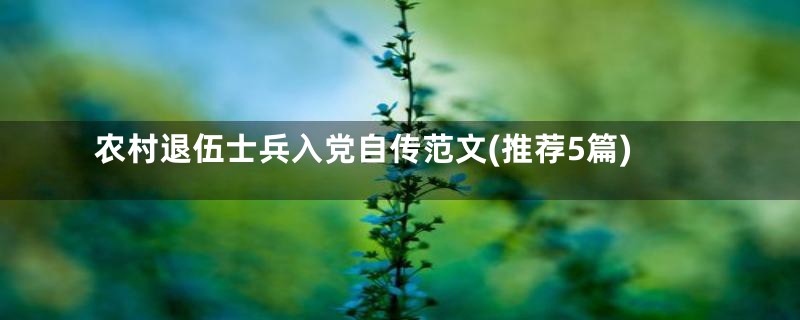 农村退伍士兵入党自传范文(推荐5篇)