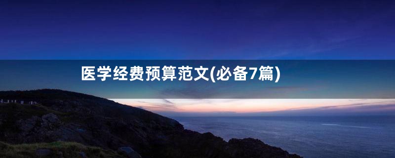 医学经费预算范文(必备7篇)