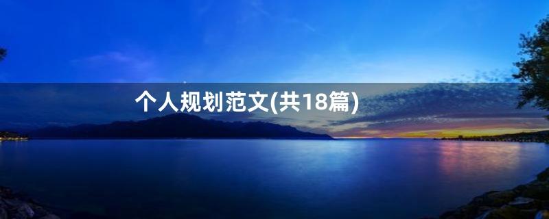 个人规划范文(共18篇)