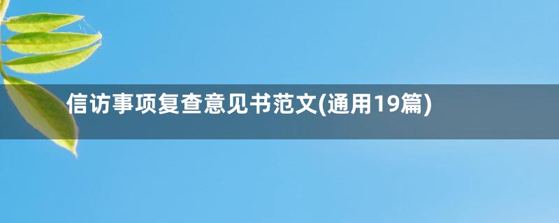 信访事项复查意见书范文(通用19篇)