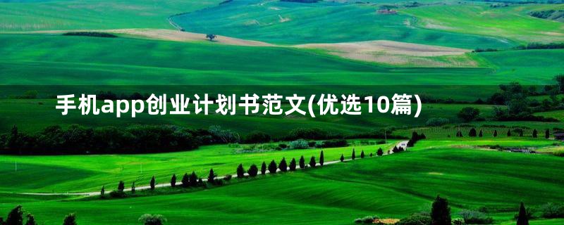 手机app创业计划书范文(优选10篇)