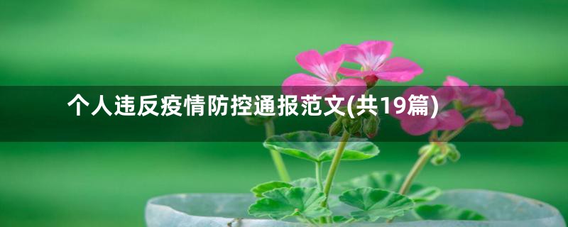 个人违反疫情防控通报范文(共19篇)