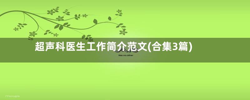 超声科医生工作简介范文(合集3篇)