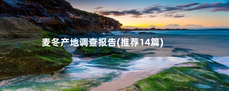 麦冬产地调查报告(推荐14篇)