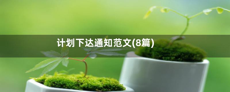 计划下达通知范文(8篇)