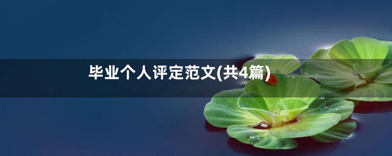 毕业个人评定范文(共4篇)