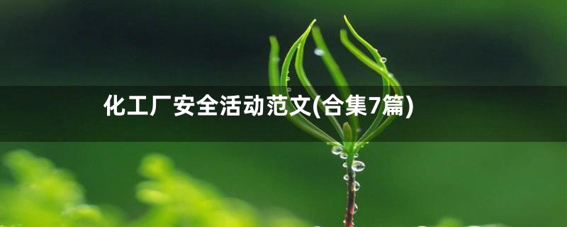 化工厂安全活动范文(合集7篇)