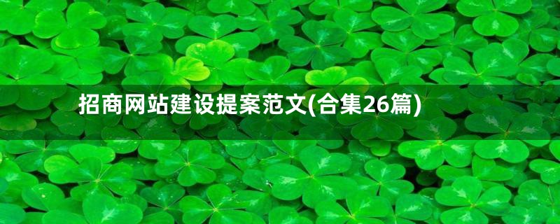 招商网站建设提案范文(合集26篇)