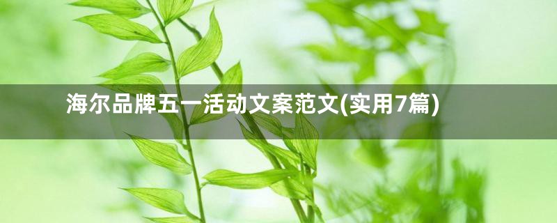 海尔品牌五一活动文案范文(实用7篇)