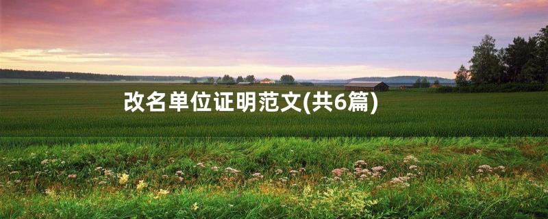 改名单位证明范文(共6篇)