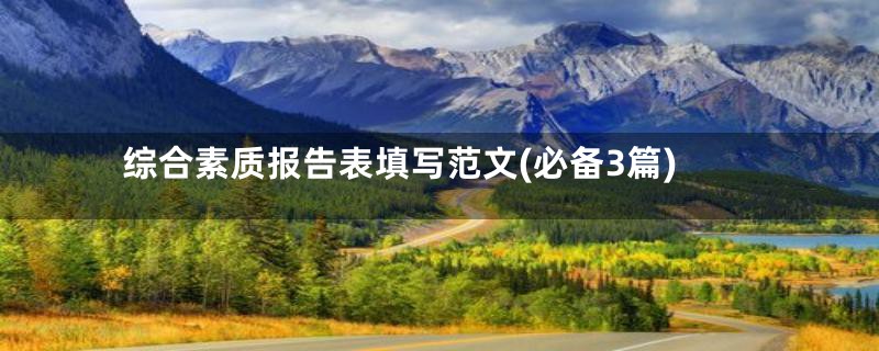 综合素质报告表填写范文(必备3篇)