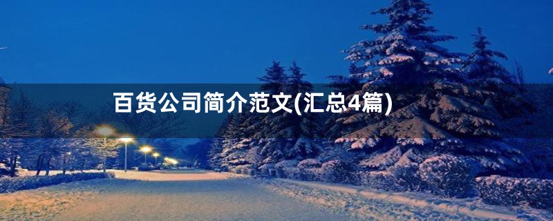 百货公司简介范文(汇总4篇)