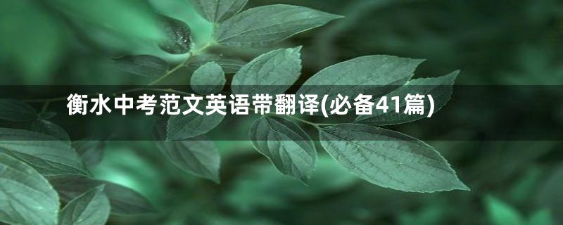 衡水中考范文英语带翻译(必备41篇)