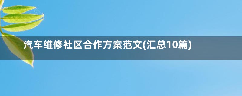 汽车维修社区合作方案范文(汇总10篇)