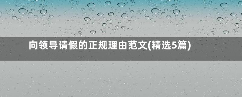 向领导请假的正规理由范文(精选5篇)