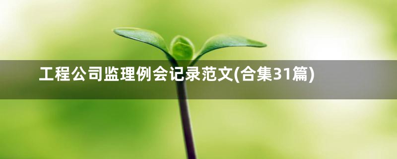 工程公司监理例会记录范文(合集31篇)