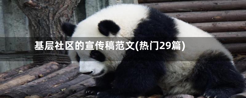 基层社区的宣传稿范文(热门29篇)