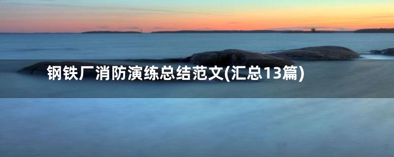 钢铁厂消防演练总结范文(汇总13篇)