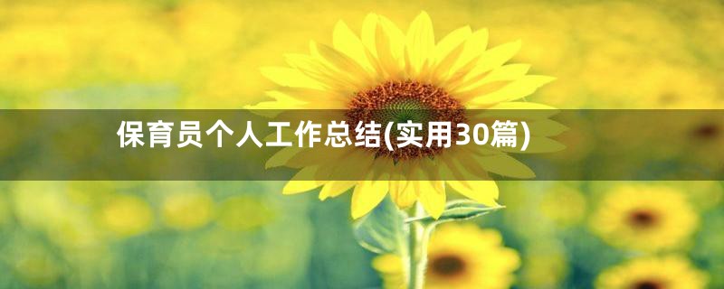 保育员个人工作总结(实用30篇)