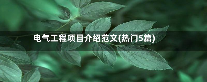 电气工程项目介绍范文(热门5篇)