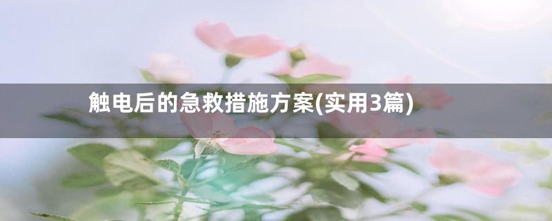 触电后的急救措施方案(实用3篇)