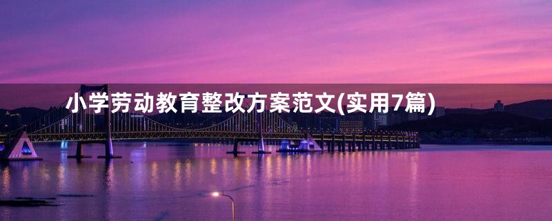 小学劳动教育整改方案范文(实用7篇)